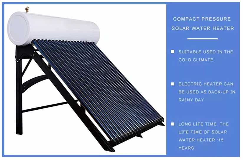 Chauffe-eau solaire compact à tube de verre sous vide sans pression